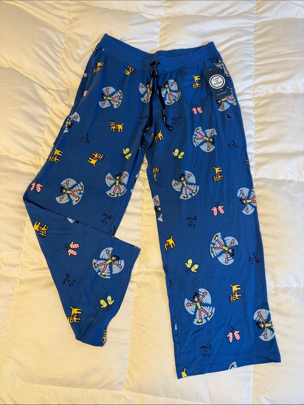 Life Is Good Blue Womens Snow Angel Print Pajama Bottoms